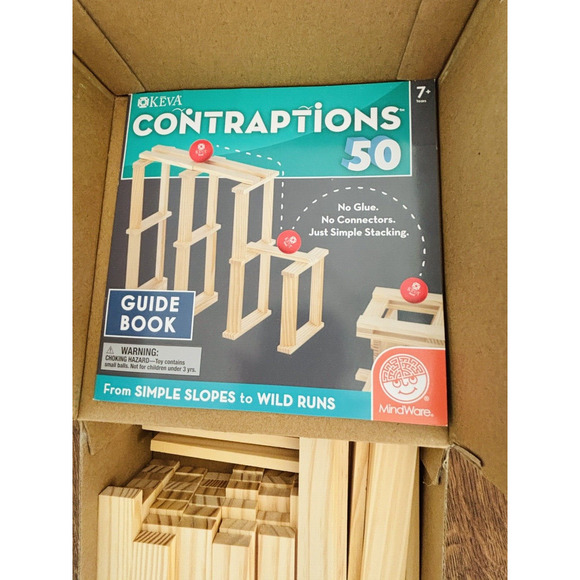 Contraptions 50 pc STEM Obstacle Building Game Wood Plank Set Mindware Keva - Picture 12 of 15